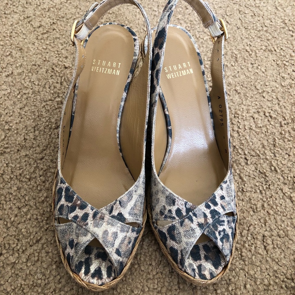 Leopard print espadrille wedges